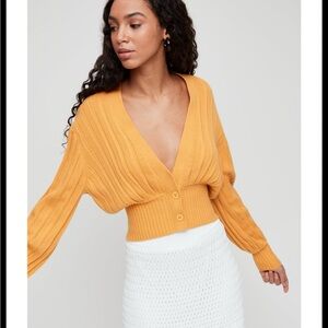 Wilfred Plunge Cardigan mustard yellow